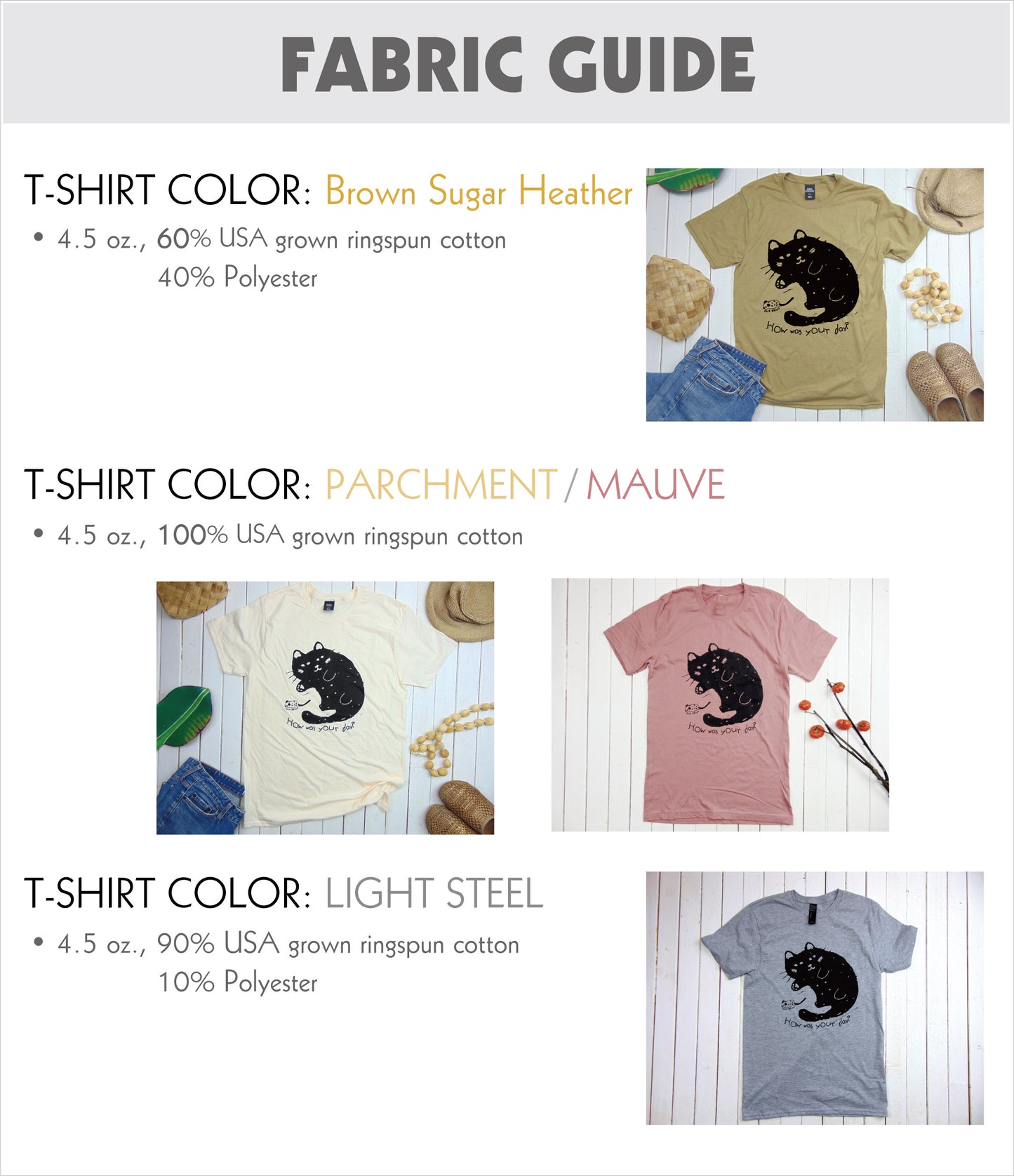Big cat tshirt fabric guide