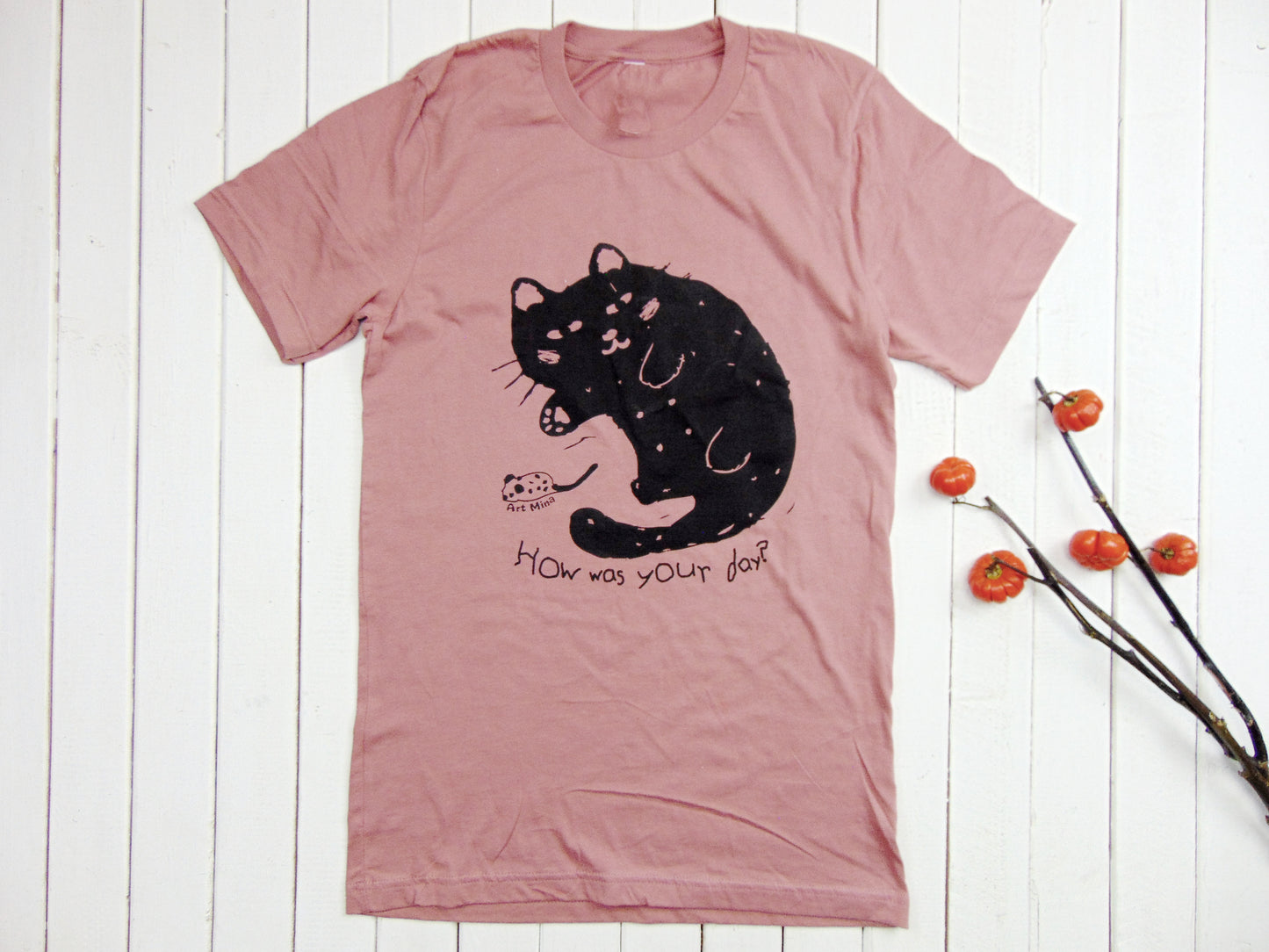 lazy black cat tee