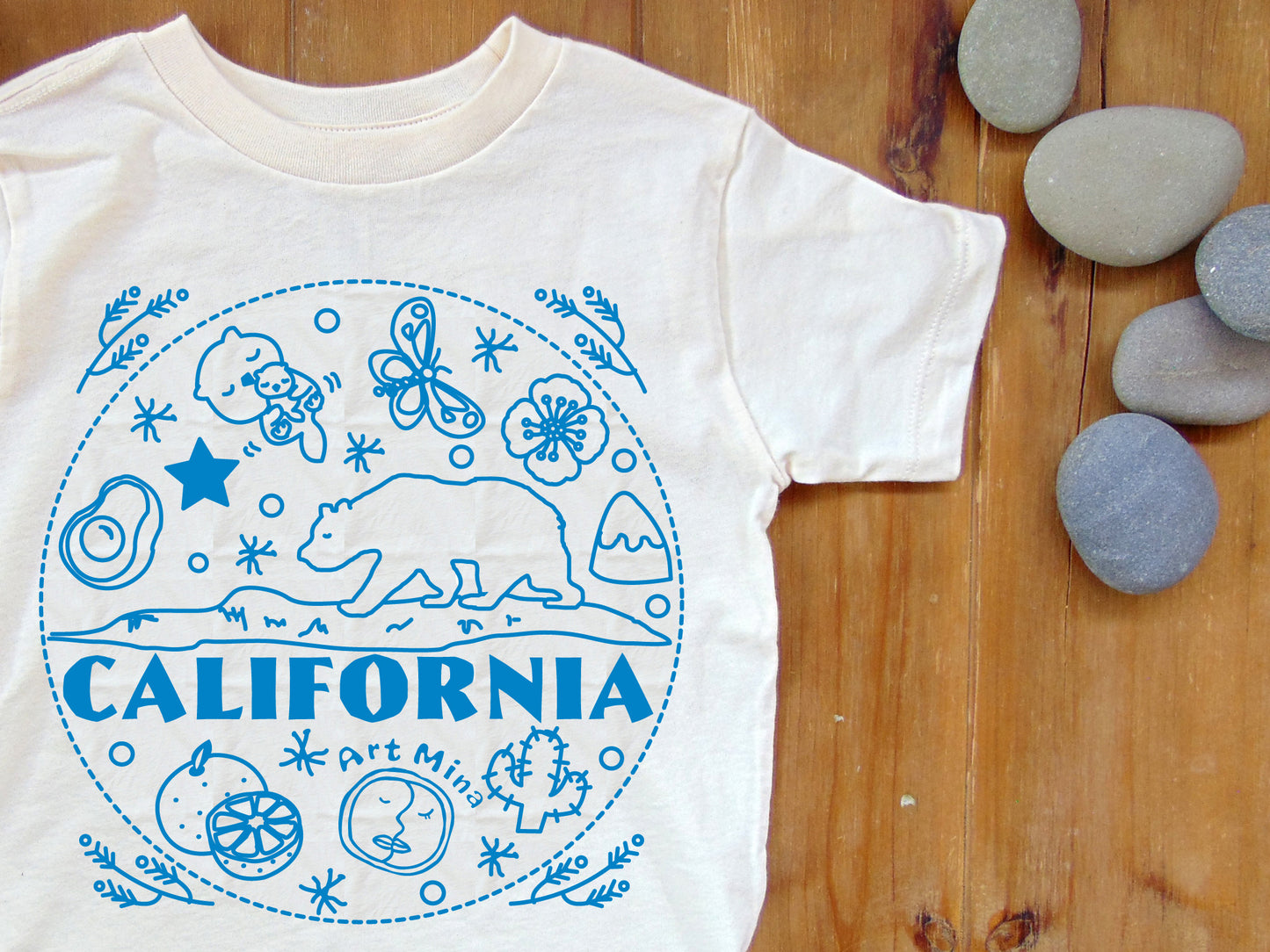 Kawaii California Bear Tee (Blue Ink)