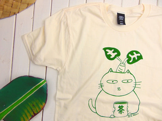 Soft Unisex Tee - Green tea Cat "Ocha Neko"