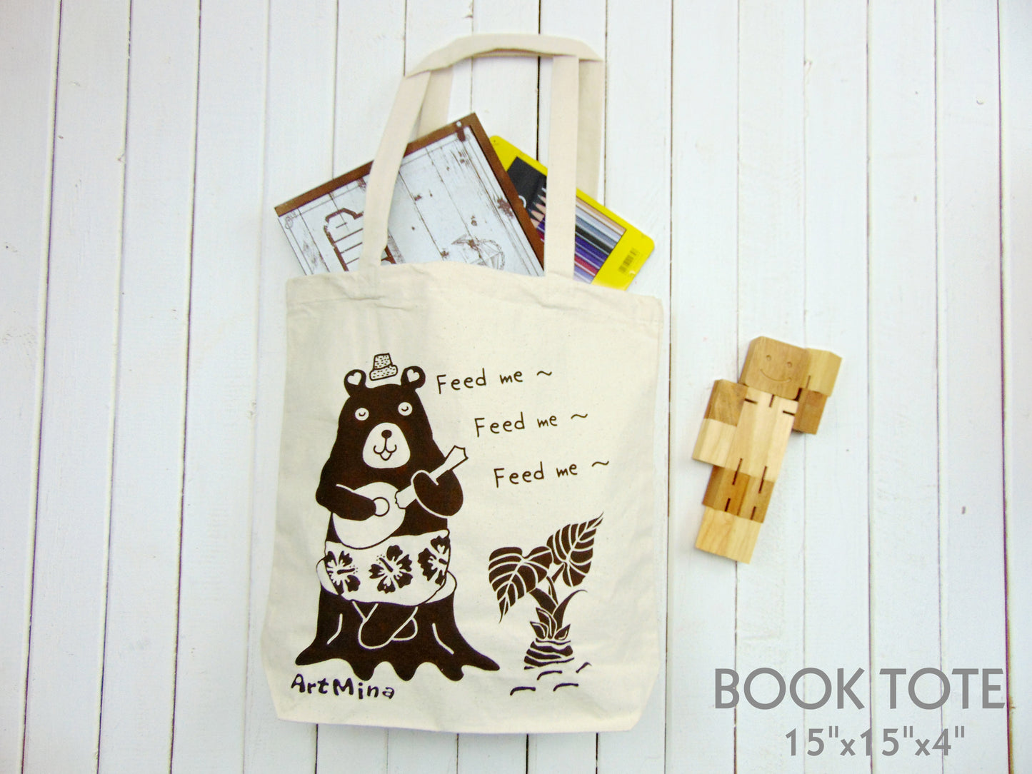 screen printed tote bears