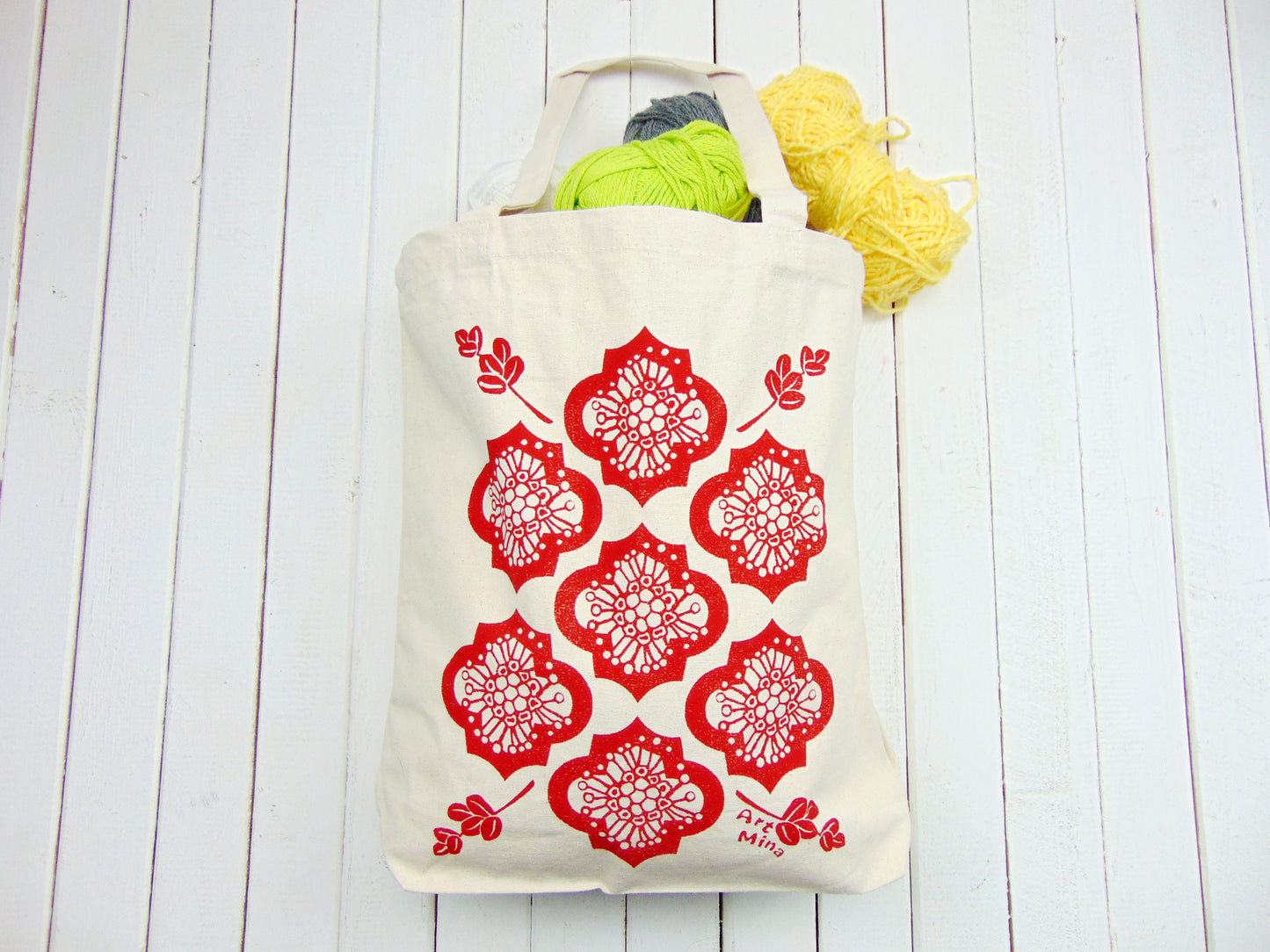 Hawaiian Flower Pattern Canvas Tote Bag