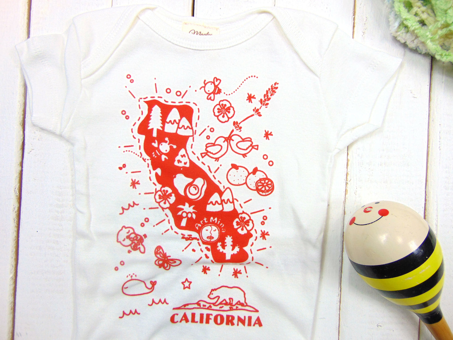 Art Mina Organic Baby Onesie "Map of California"