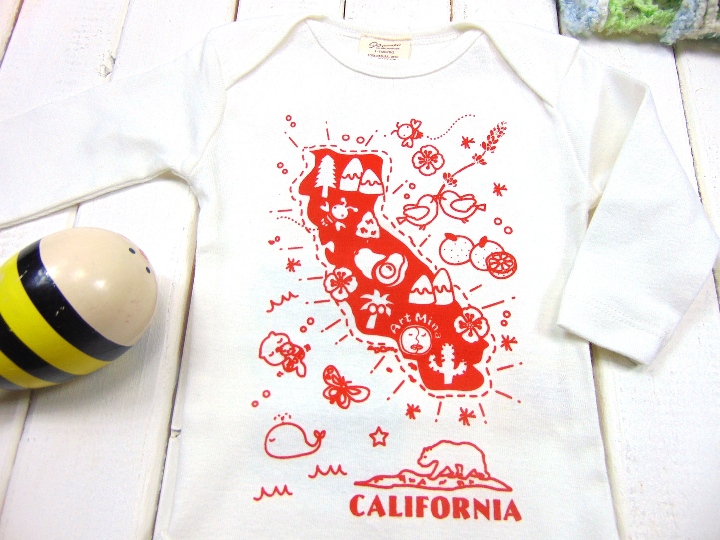 Art Mina Organic Baby Onesie "Map of California"