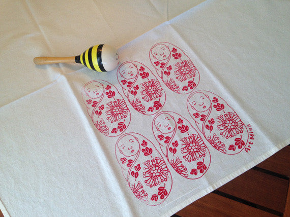 hawaian six babies flour sack towel