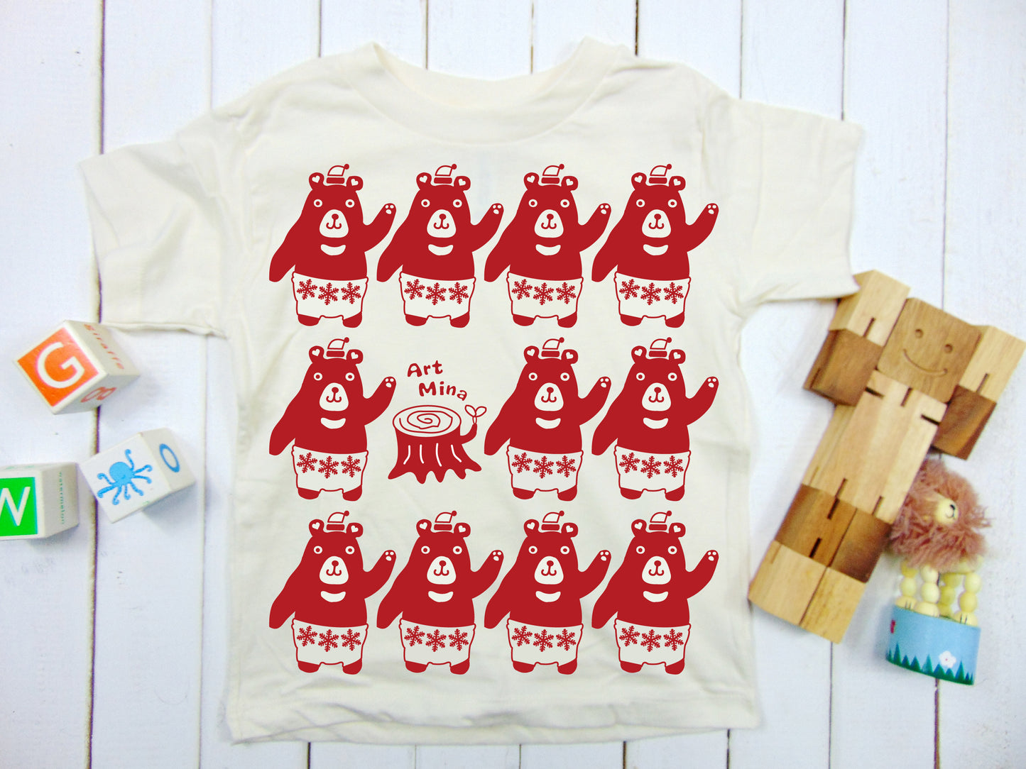 Art Mina Toddler & Youth T-shirt "Christmas Bear"