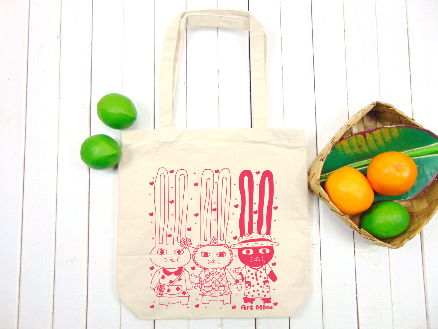 Canvas Bunny Tote Bag