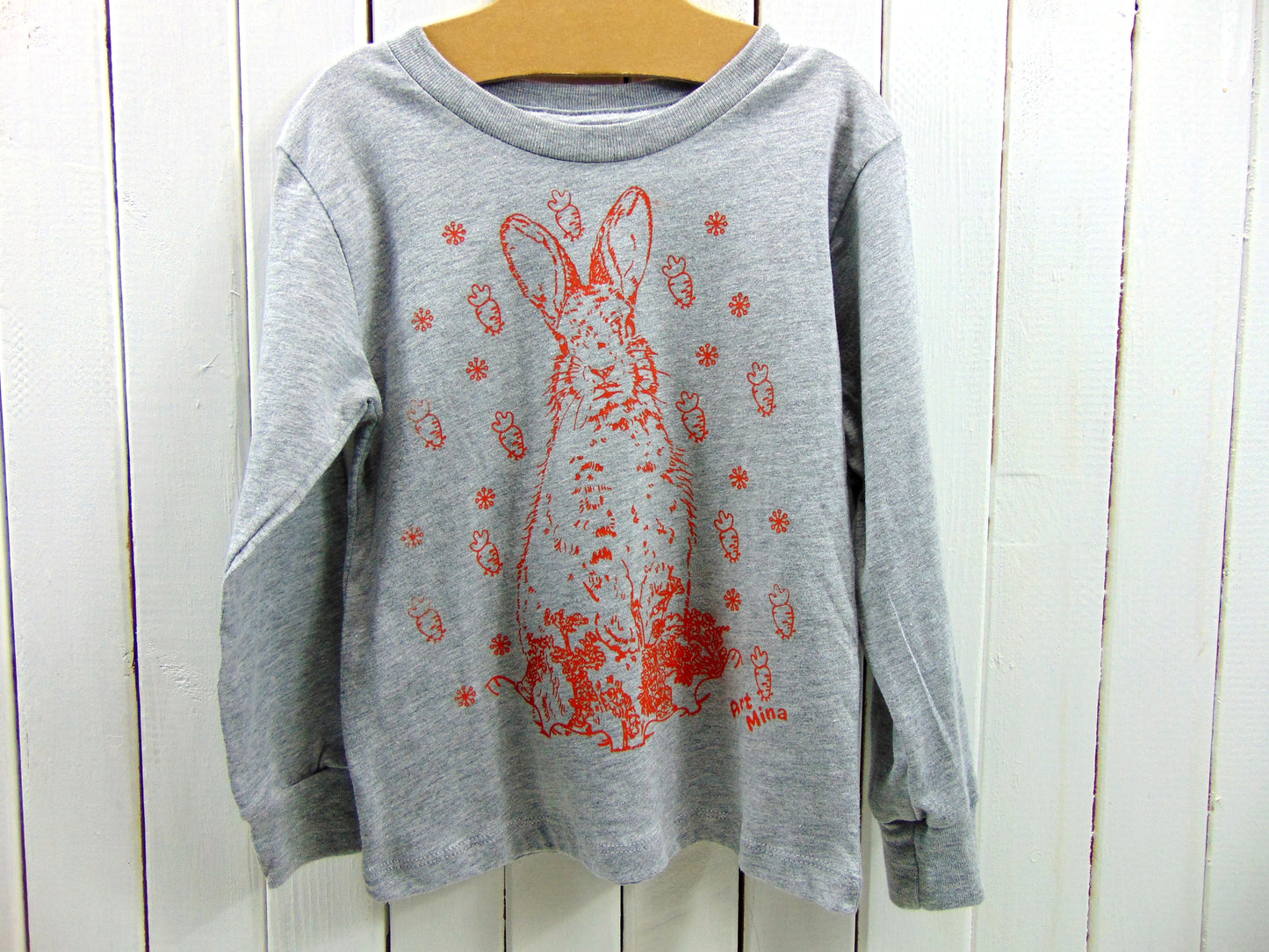 A photo of Art Mina Kids Long Sleeve T-shirt "Bunny Carrot"