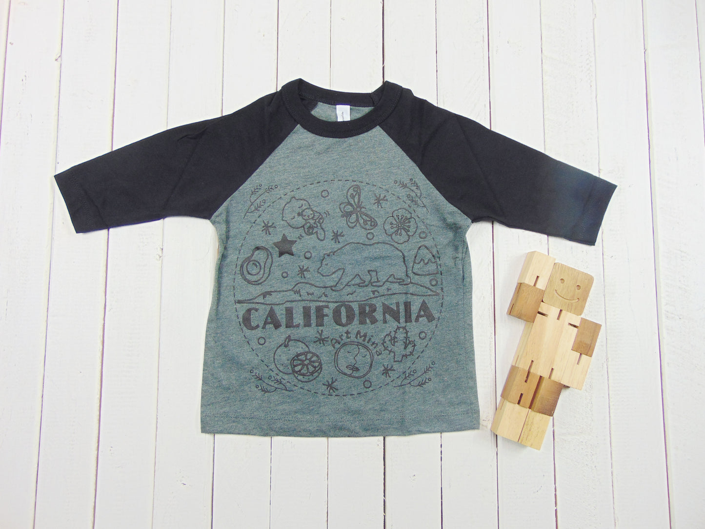 Toddler & Youth 3/4 sleeve Tee "California Cute Bear"
