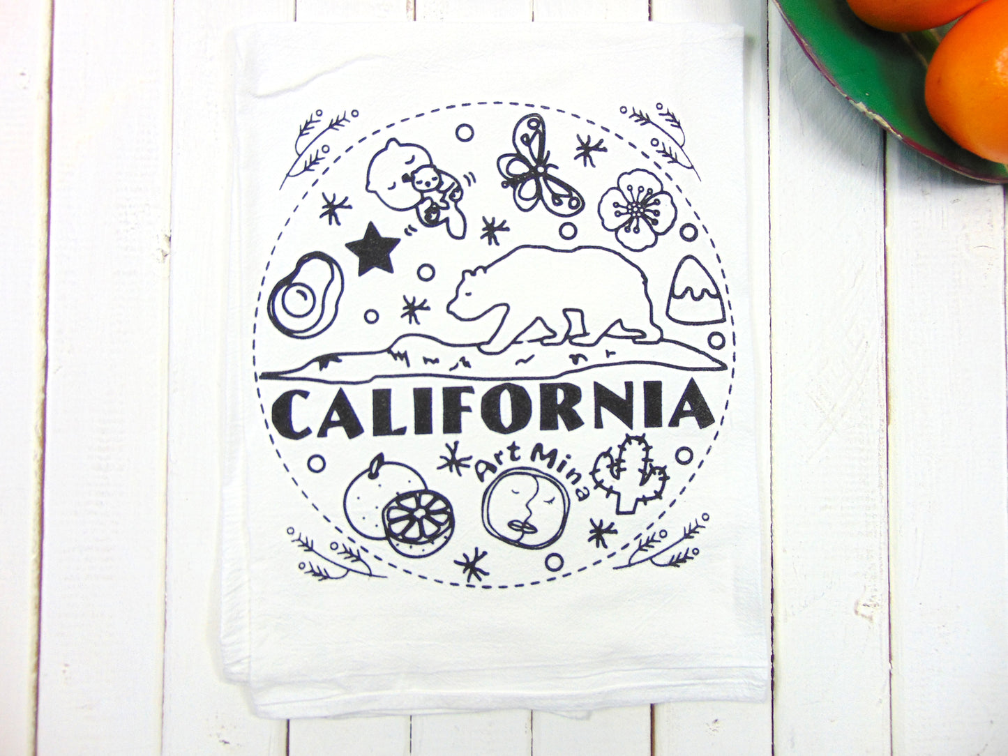 California bear tea towel