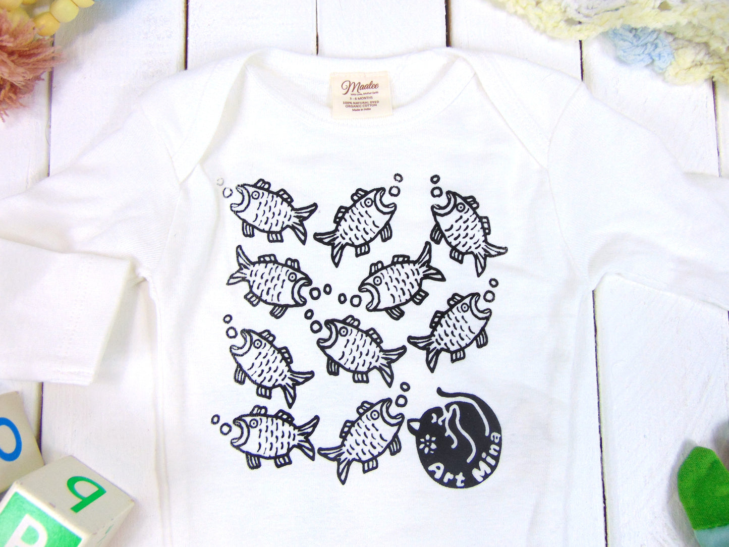 Fishes Organic Baby Onesie