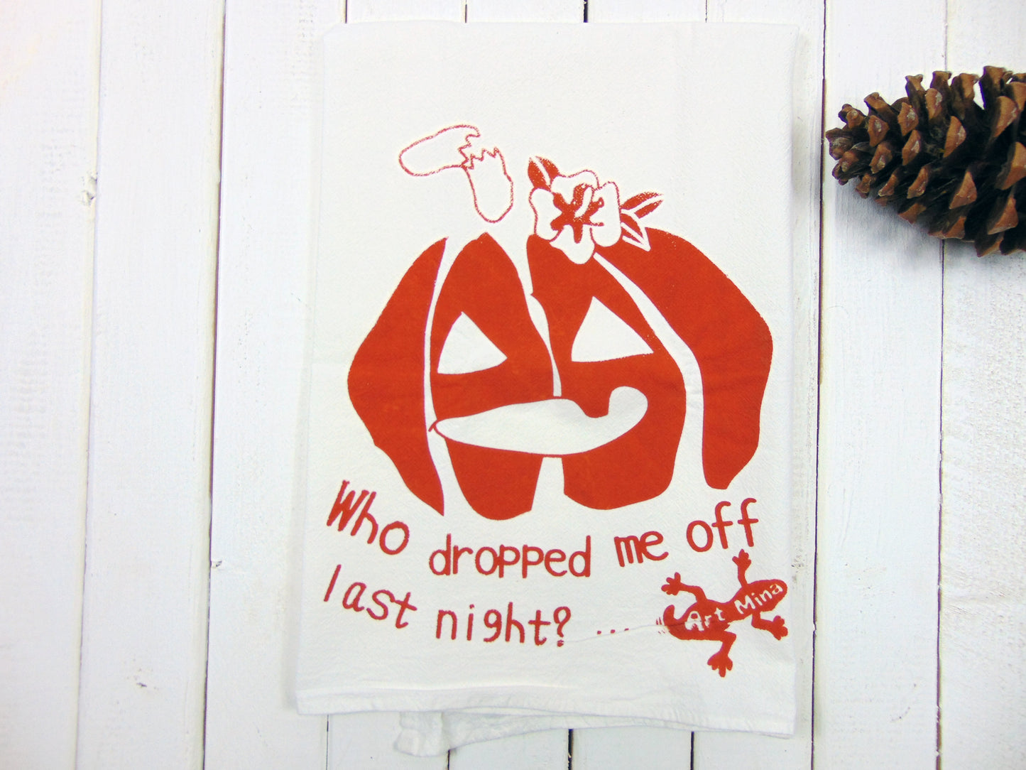 Art Mina Flour Sack Kitchen Tea Towel "Halloween Pumpkin"