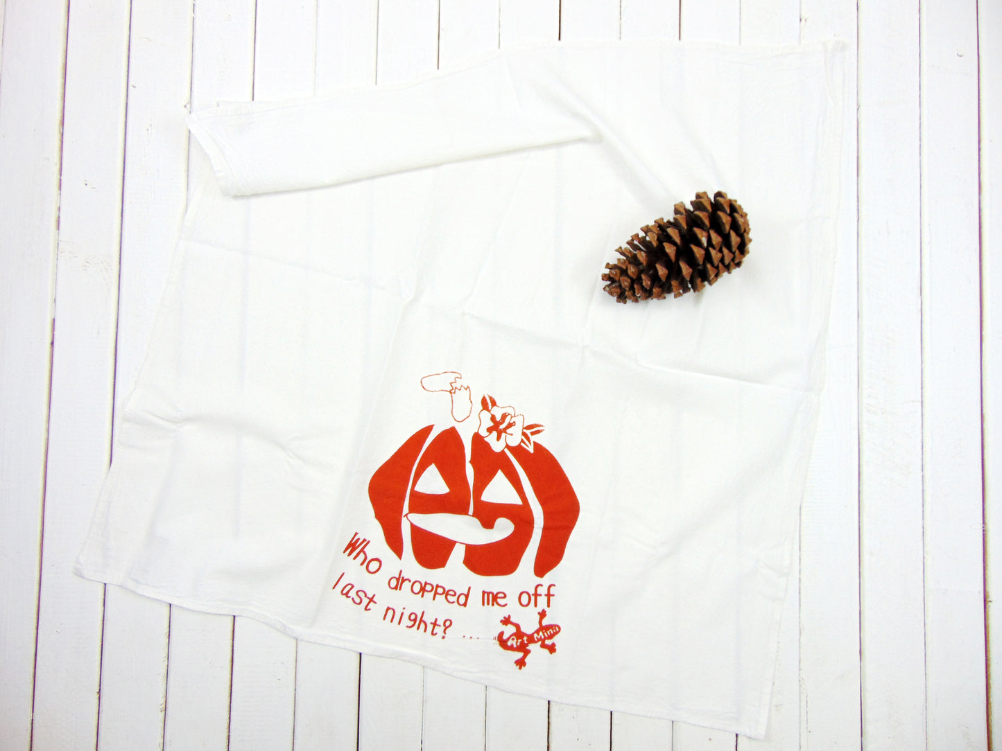 Art Mina Flour Sack Kitchen Tea Towel "Halloween Pumpkin"