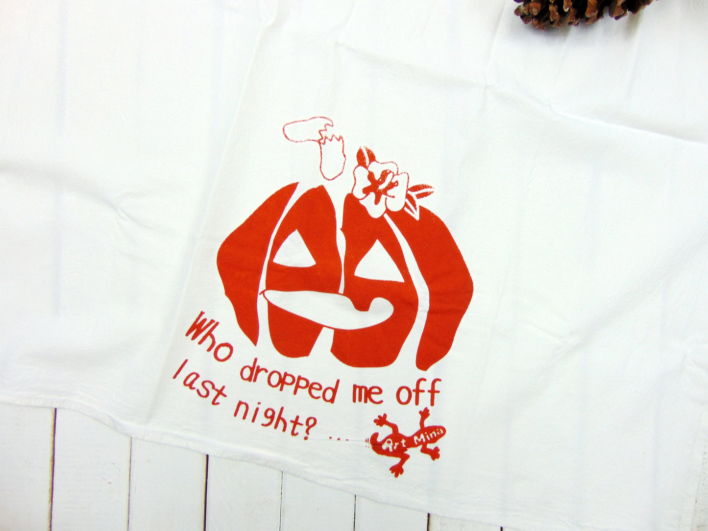 Art Mina Flour Sack Kitchen Tea Towel "Halloween Pumpkin"