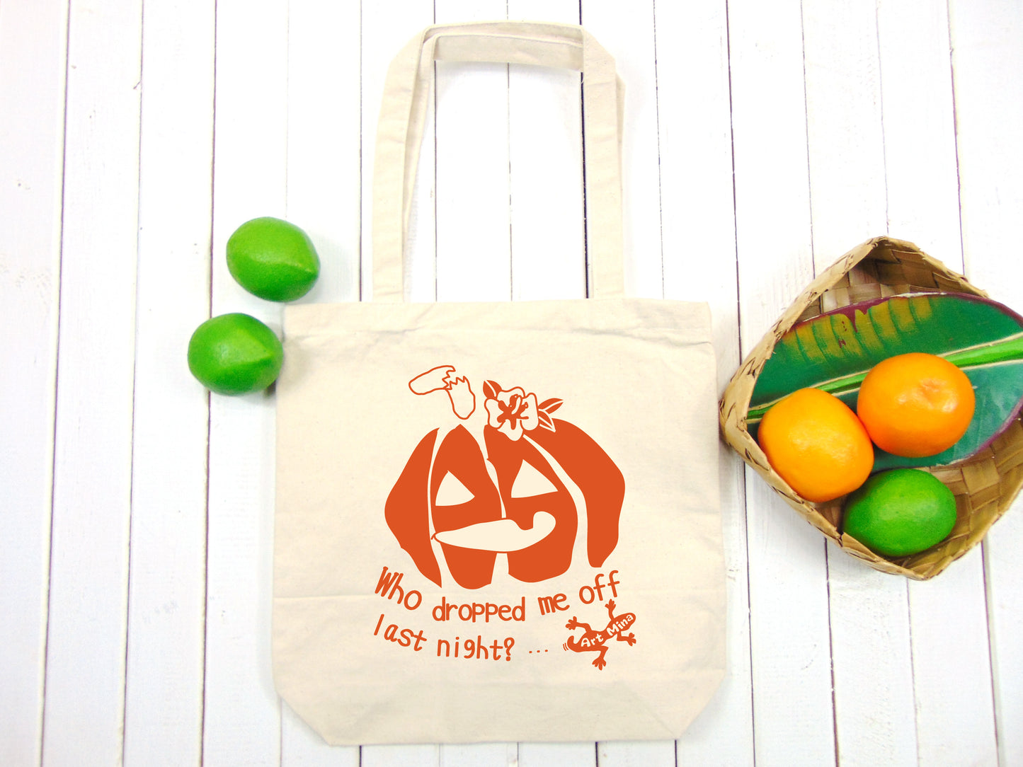 Art Mina Halloween Pumpkin Jack o'lantern Tote