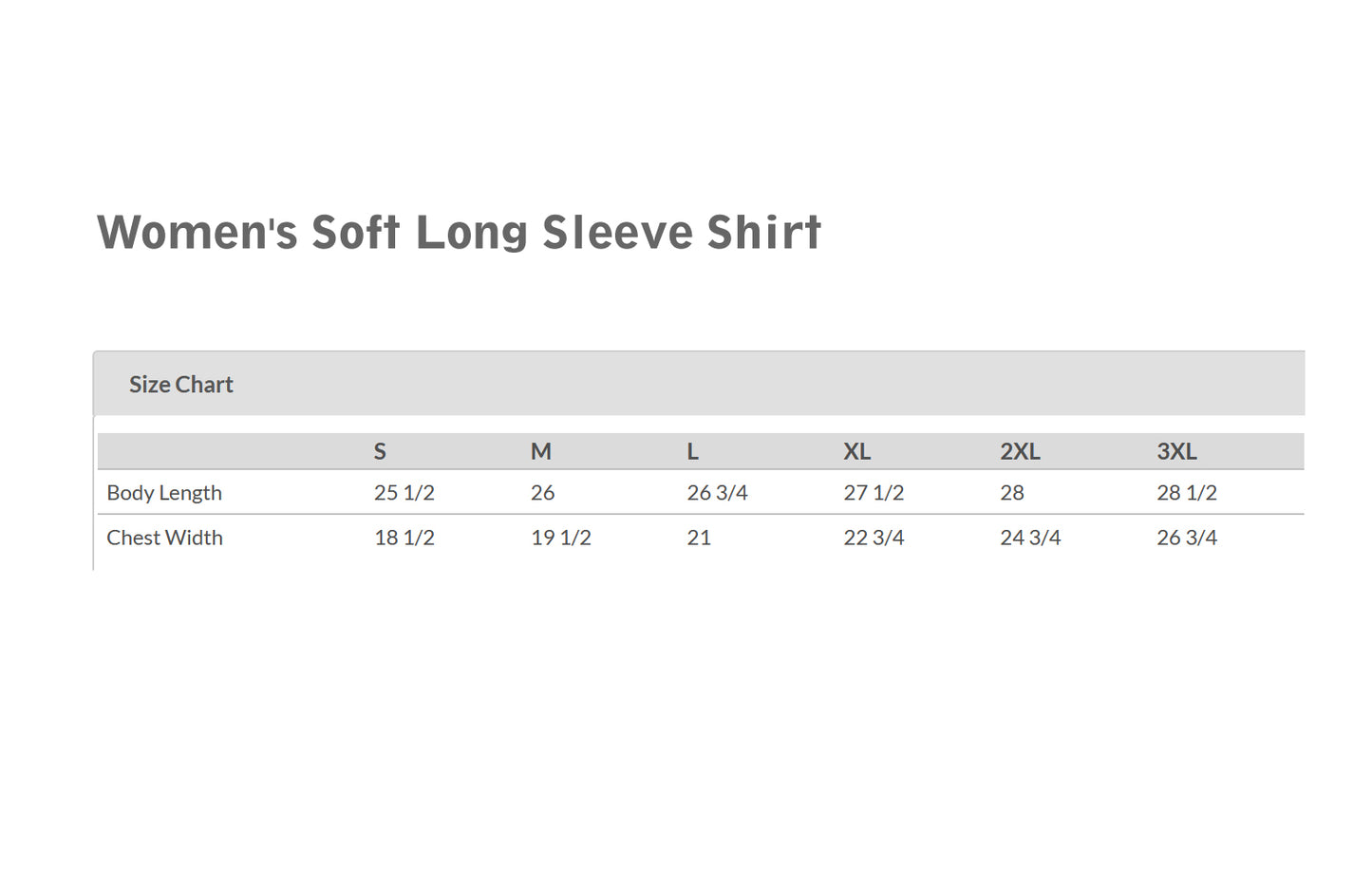 A photo of Women's Soft Long Sleeve T-shirt Shirt "Ojai California" Size Chart