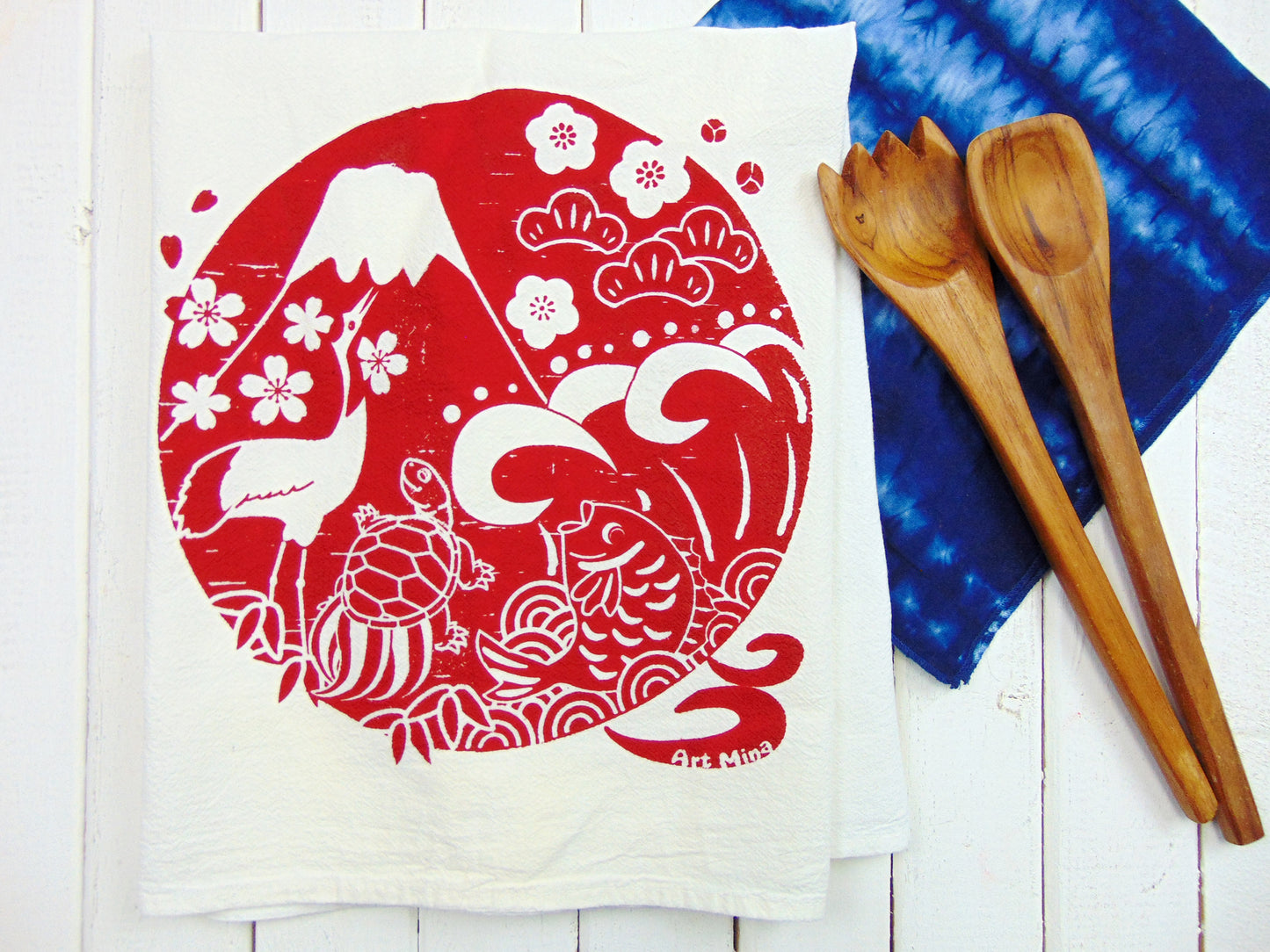 Tea Towel "Japanese Good Luck Charms"