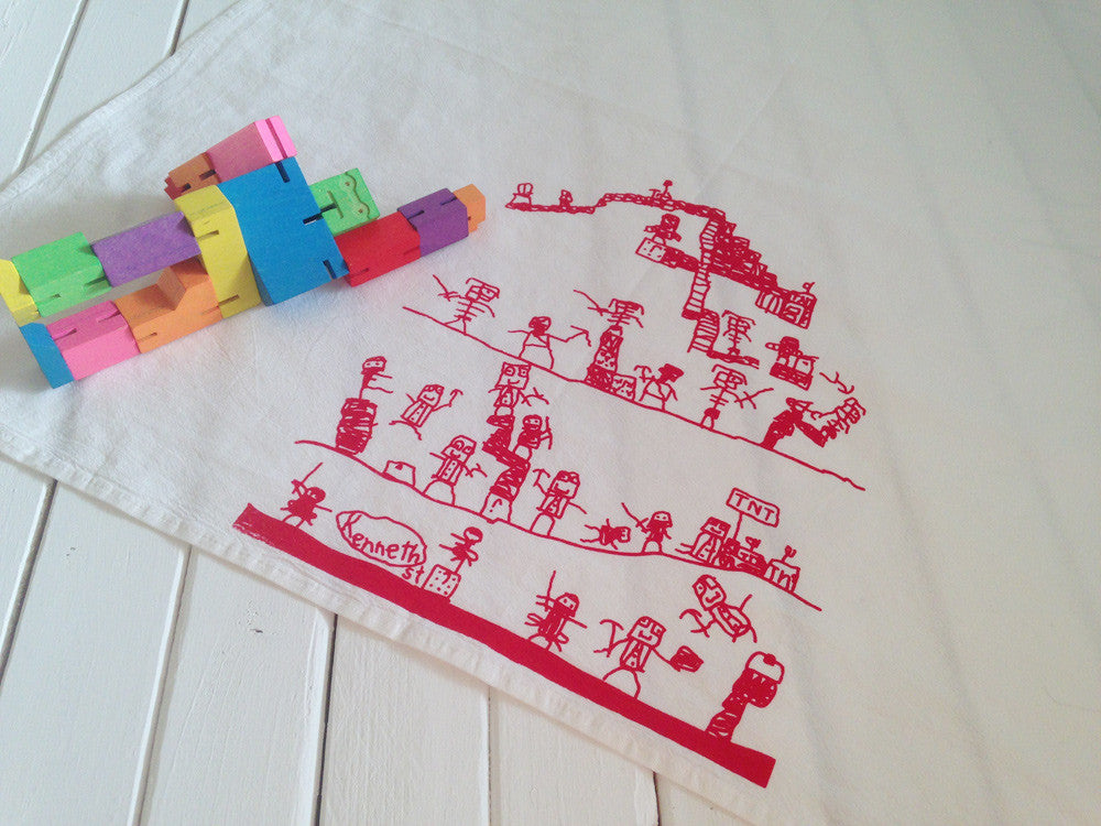 Flour Sack Kitchen Tea Towel "Ninja in Minecraft 5"