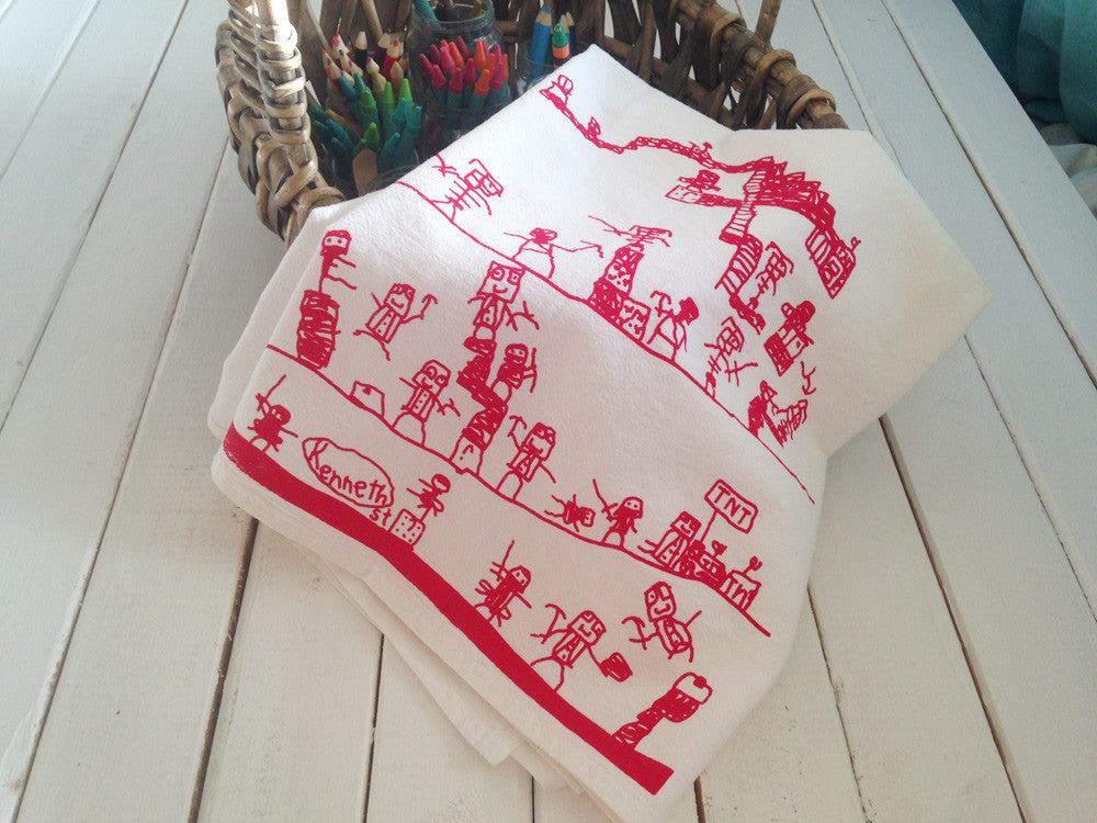 Flour Sack Kitchen Tea Towel "Ninja in Minecraft 5"