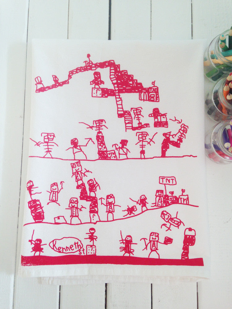 Flour Sack Kitchen Tea Towel "Ninja in Minecraft 5"