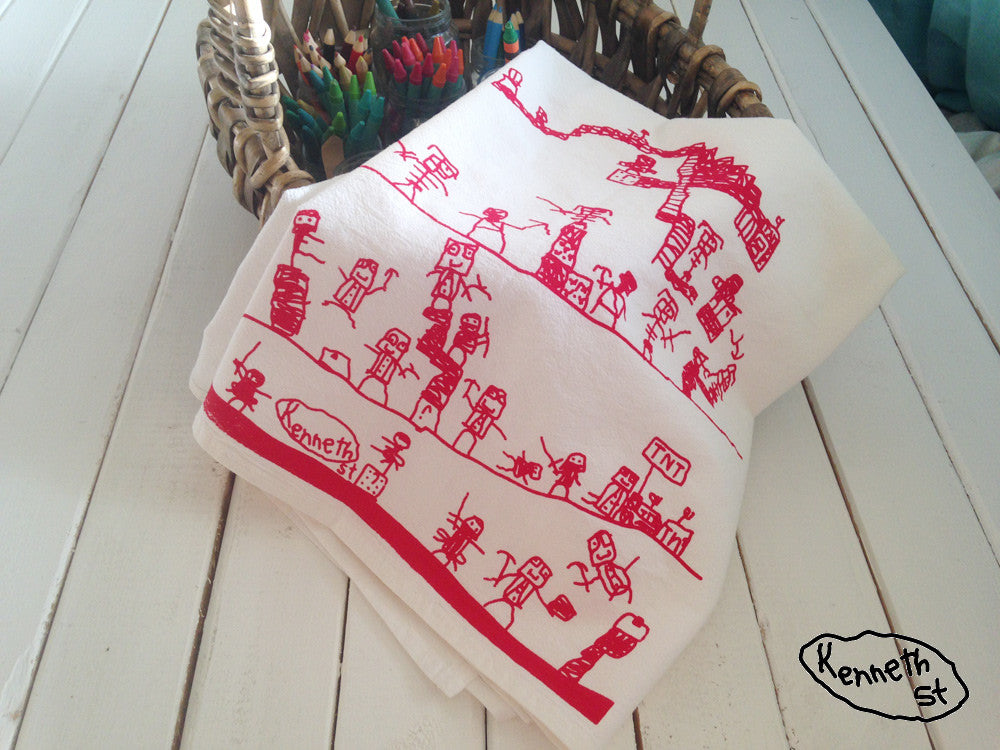 Flour Sack Kitchen Tea Towel "Ninja in Minecraft 5"