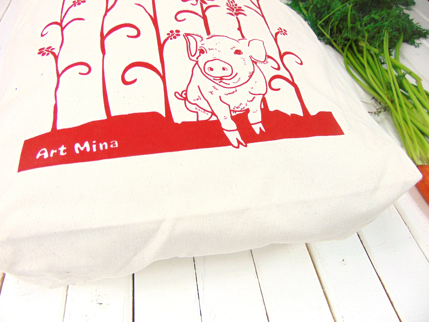 Canvas Tote Bag "Wiliwili Tree and Piglet"