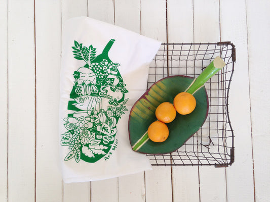 Flour Sack Kitchen Tea Towel, Hawaiian "Luau"