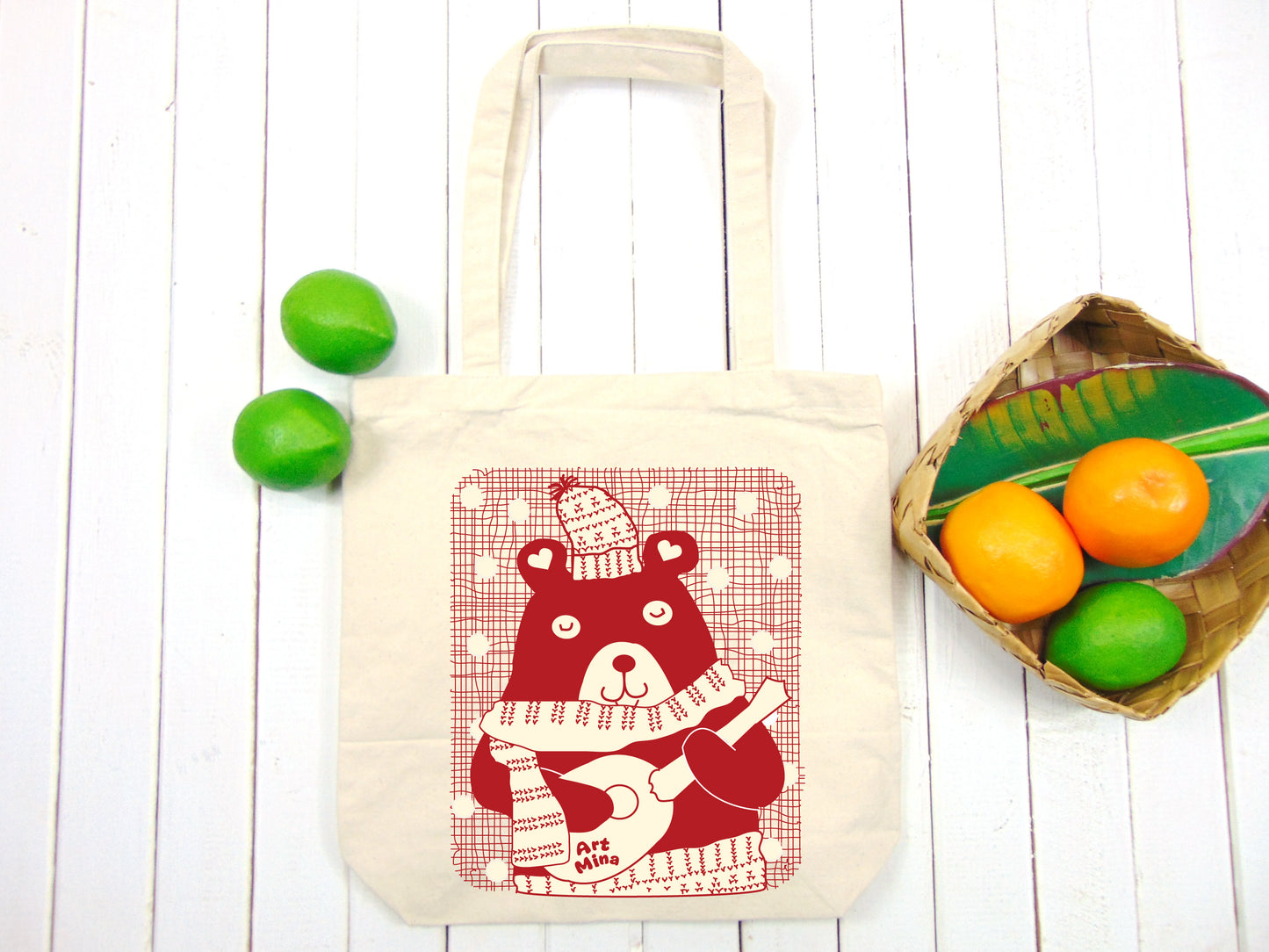 Canvas Tote Bag "Ukulele Bear"