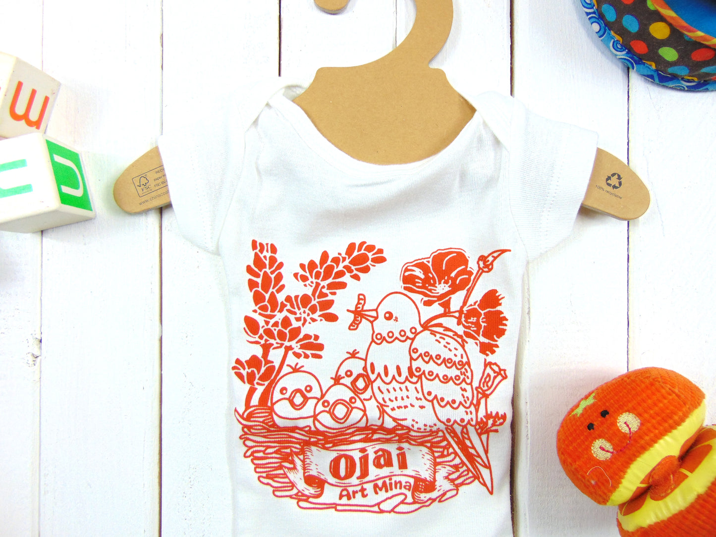 Organic Baby Onesie Ojai California "Me! Me!" Short Sleeve