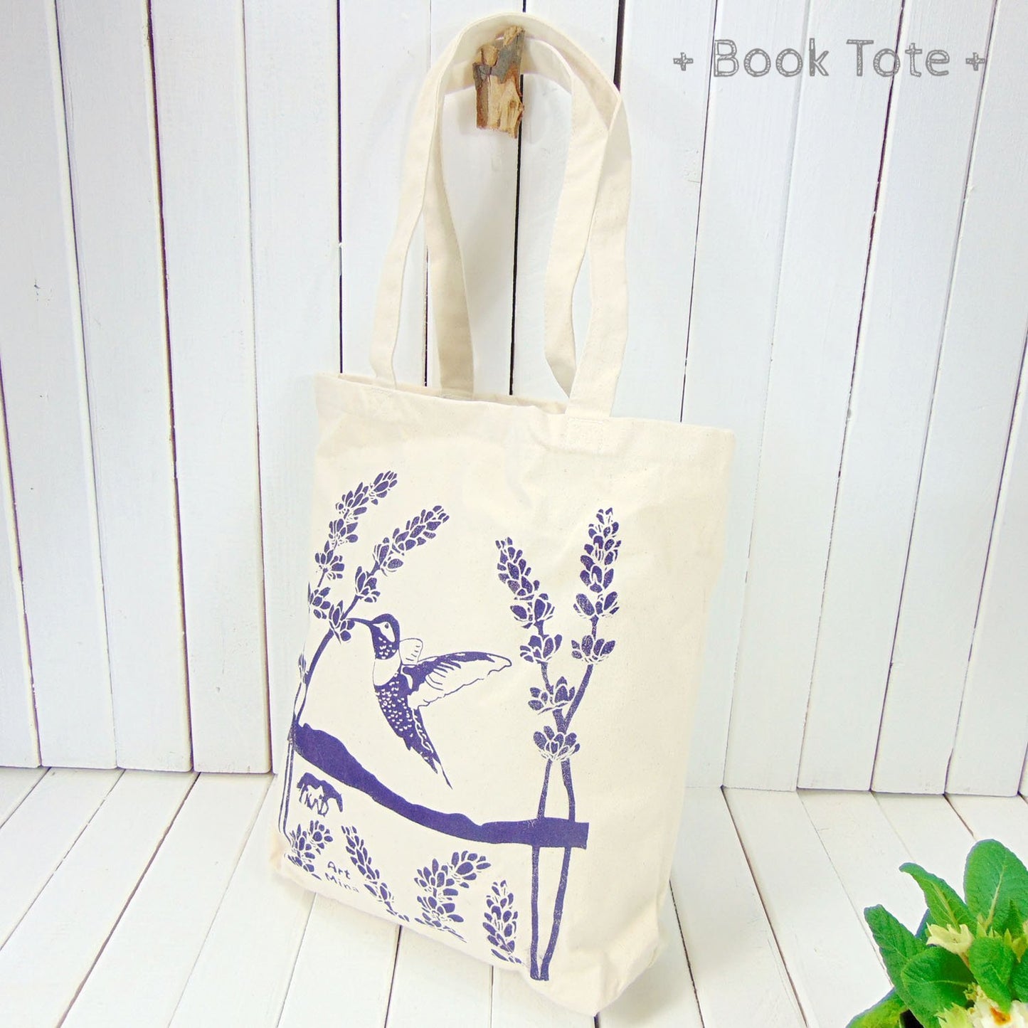 lavender canvas tote bag