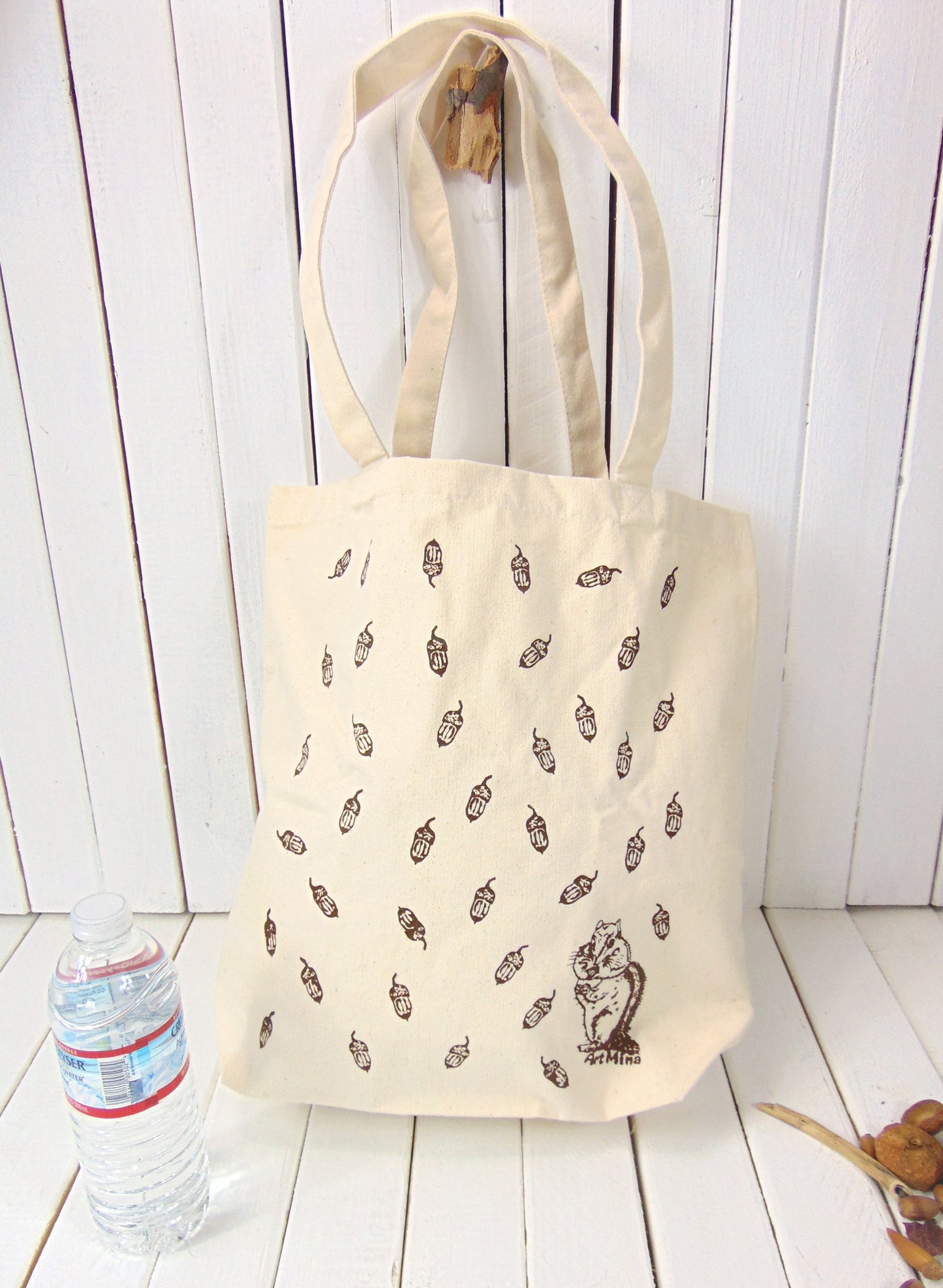 Canvas Tote Bag "Acorn & Chipmunk"