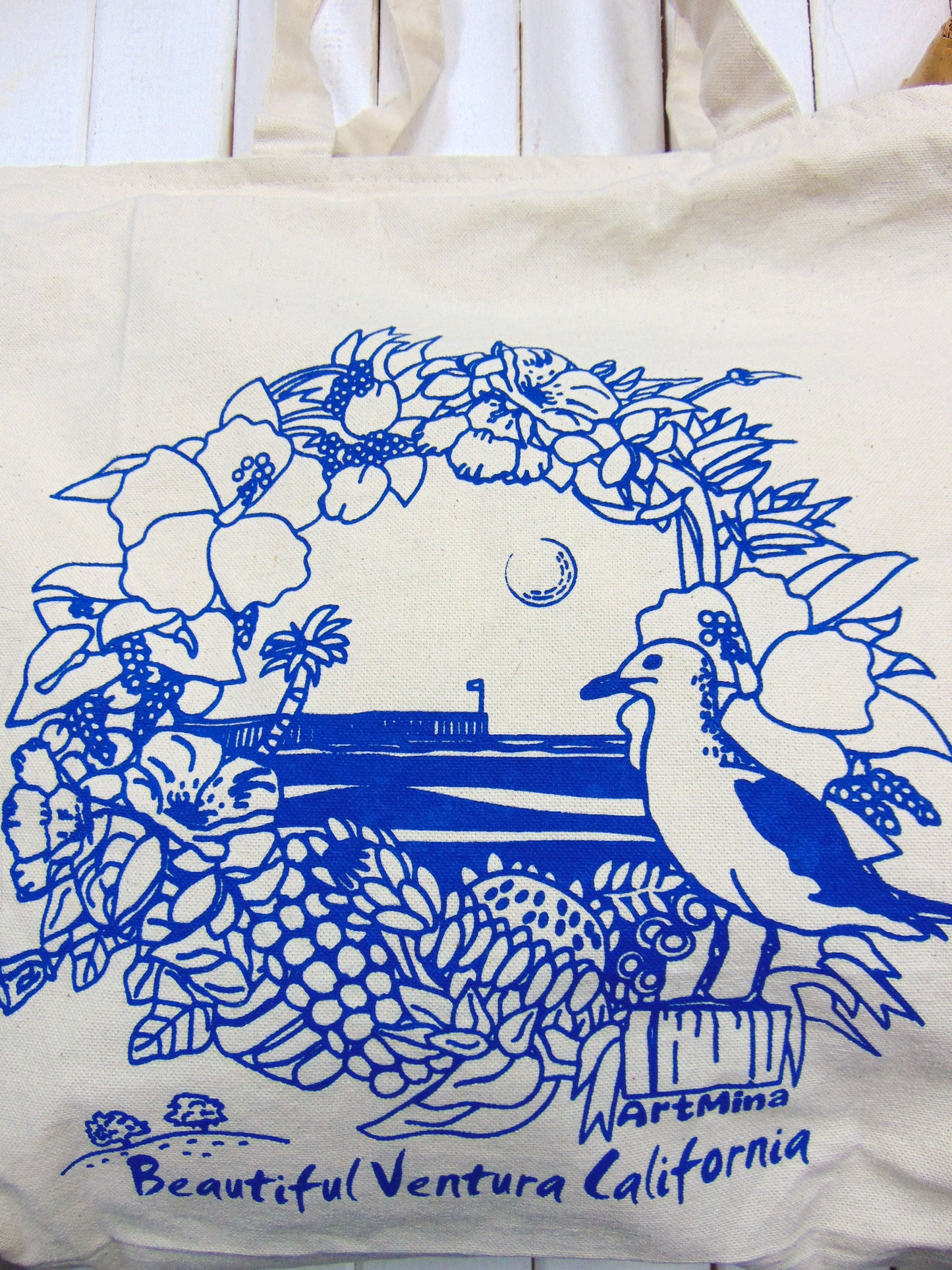 Art Mina California Pier Canvas Tote Bag