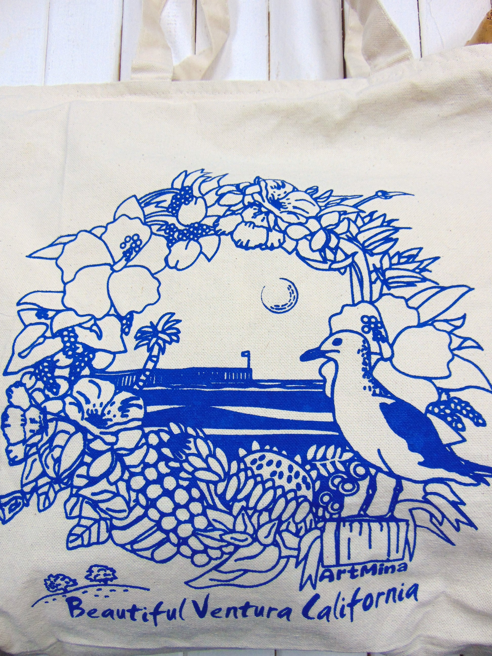 Art Mina California Pier Canvas Tote Bag