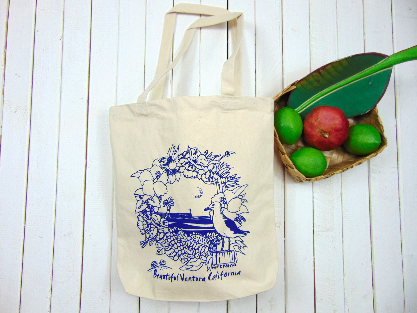 Art Mina California Pier Canvas Tote Bag