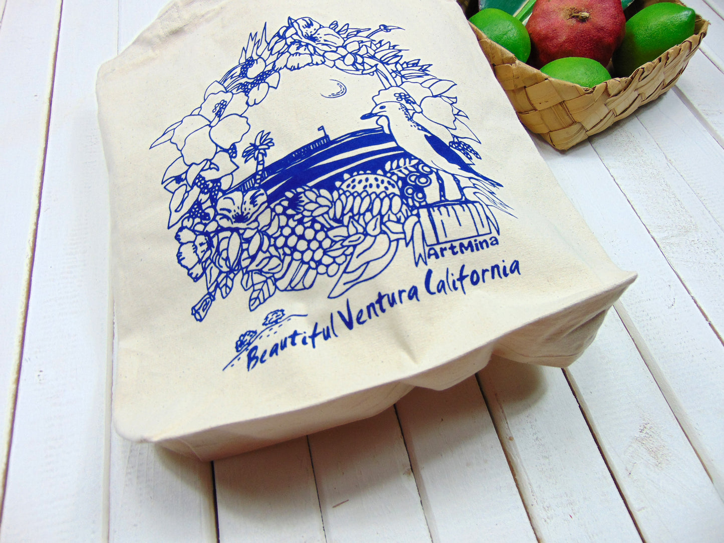 Art Mina California Pier Canvas Tote Bag