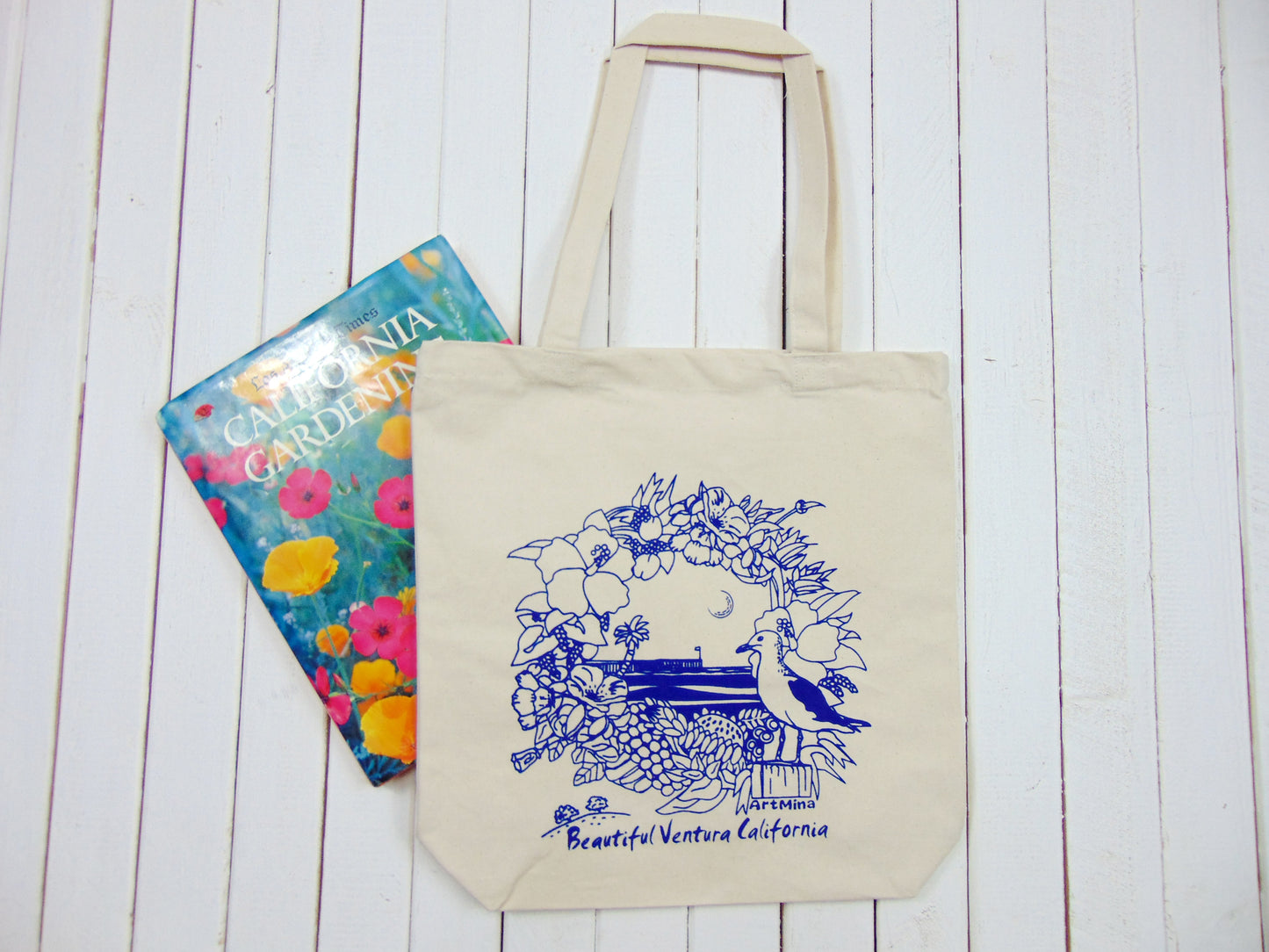 Art Mina California Pier Canvas Tote Bag