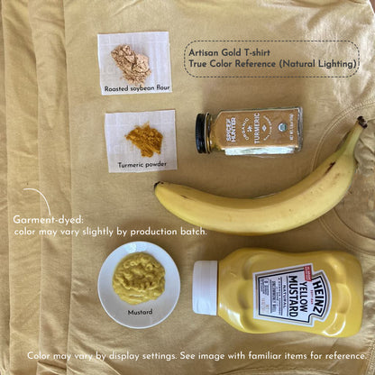 Artisan Gold T-shirt　-True Color Reference (Natural Lighting)
The image shows familiar items for reference.