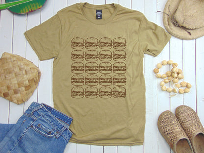 burger pattern tee