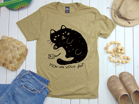 funny lazy cat T-shirt