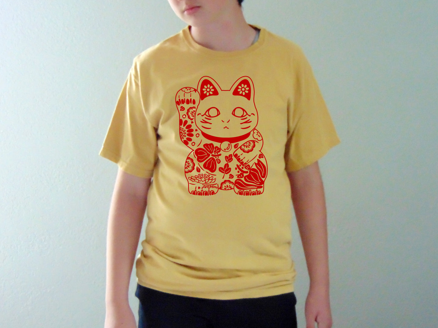Wearing the Lucky Cat T-shirt