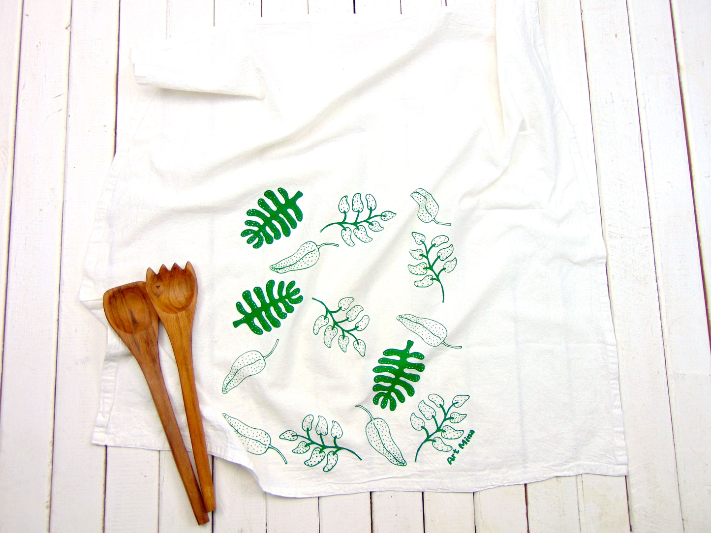 Flour Sack Kitchen Tea Towel - Hawaiian Keepsake Leaves