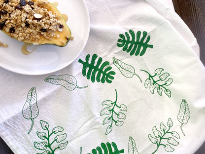 Flour Sack Kitchen Tea Towel - Hawaiian Keepsake Leaves