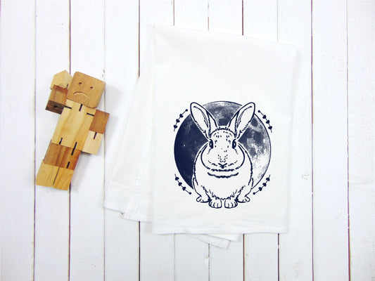 Flour sack towel with a rabbit design