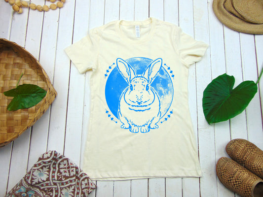Women's Soft V-Neck Tee "Moon Rabbit"