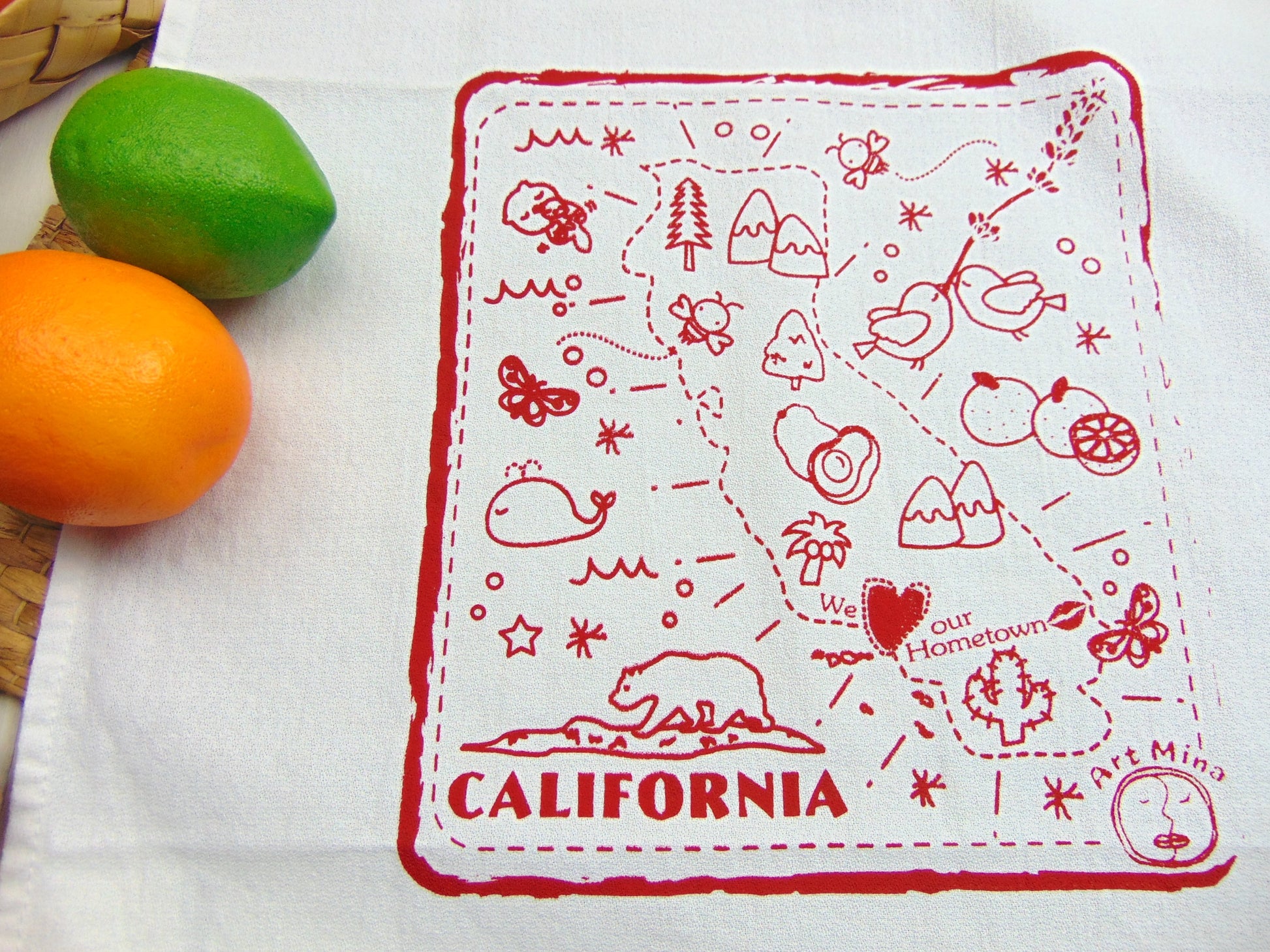 Love California hand printed napkins