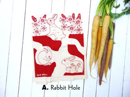 Rabbit Hole Vintage Style T-Shirt Gift Set - Unisex Tee + Tea Towel