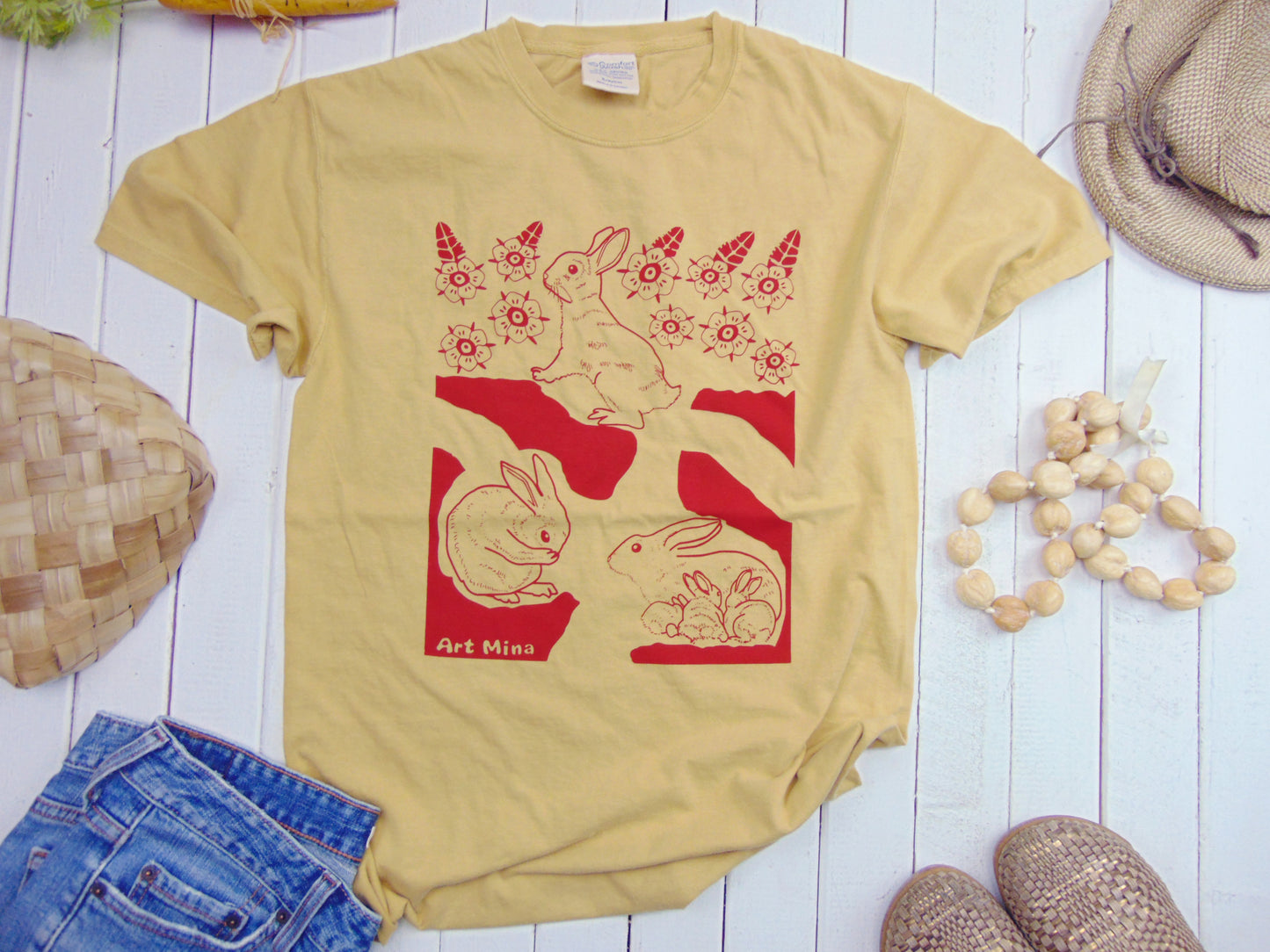 USA Cotton Garment-dyed Unisex Tee – Blooming Rabbit Burrow
