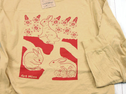 American Grown Cotton Unisex Small Long Sleeve Tee - Blooming Rabbit Burrow  [Limited Edition] free shipping