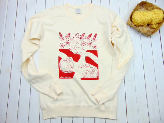 Unisex Vintage-Washed Sweatshirt – “Blooming Rabbit Burrow” – Sample Item (Size: Small)