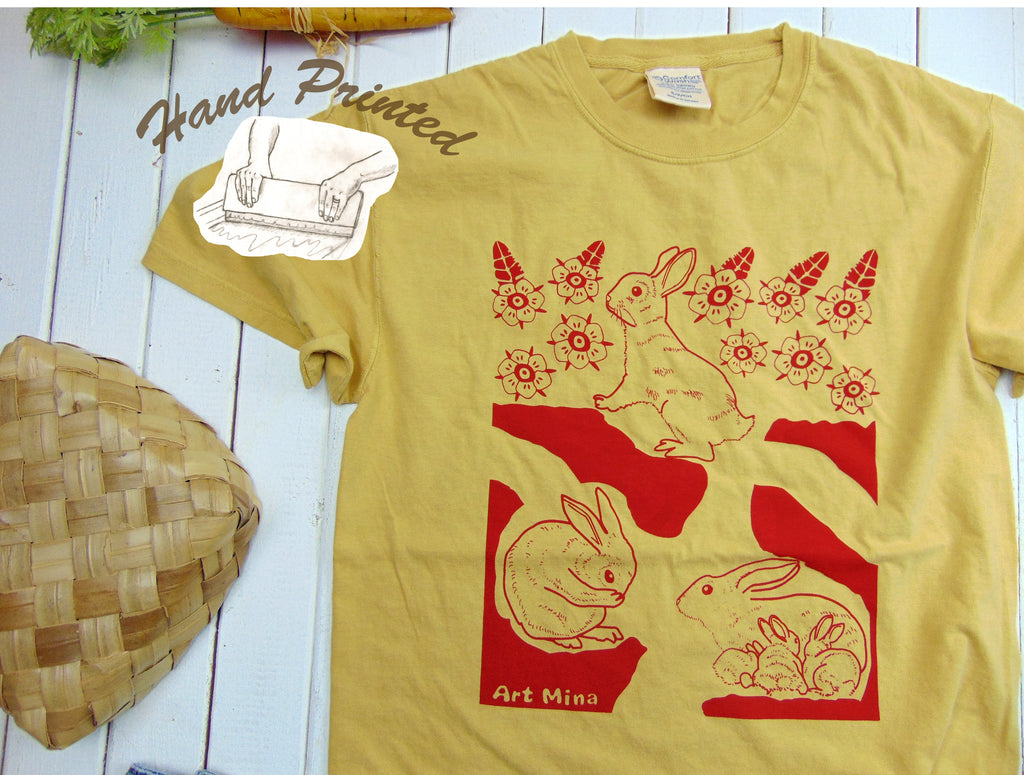 Hand Screen Printed Bunny T-shirt